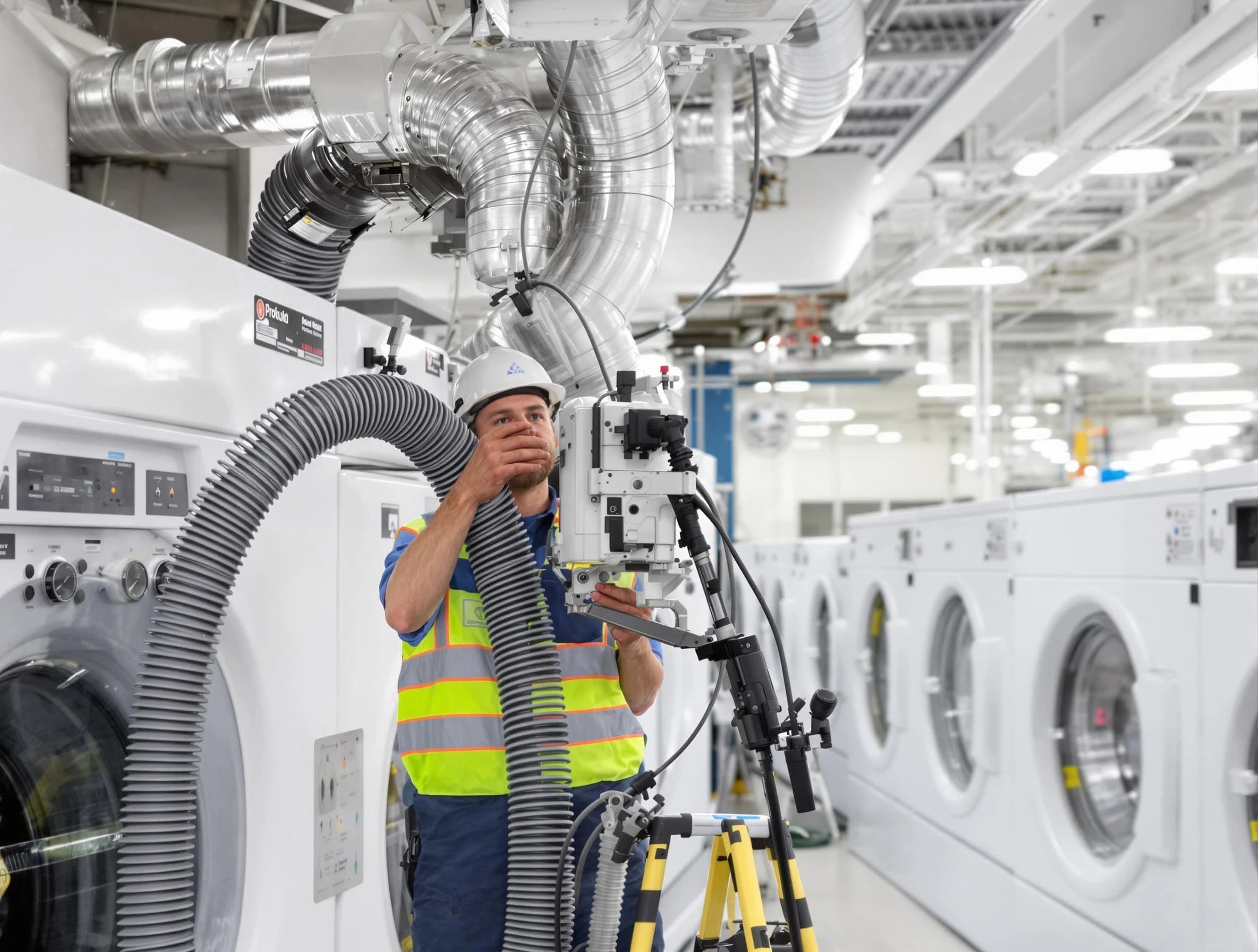 Norcross Dryer Vent Cleaning team performing commercial-grade dryer vent cleaning at a business facility in Norcross