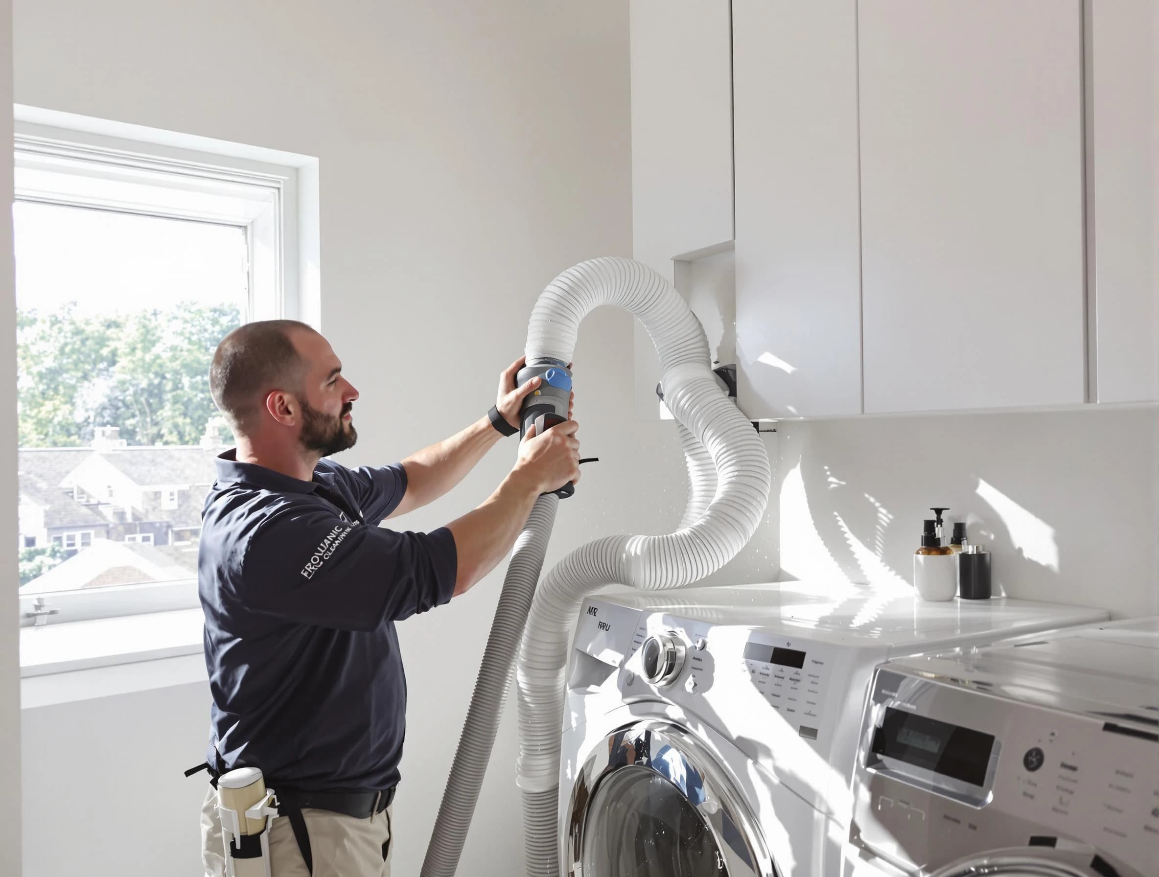 Certified Norcross Dryer Vent Cleaning technician performing dryer vent cleaning in Norcross