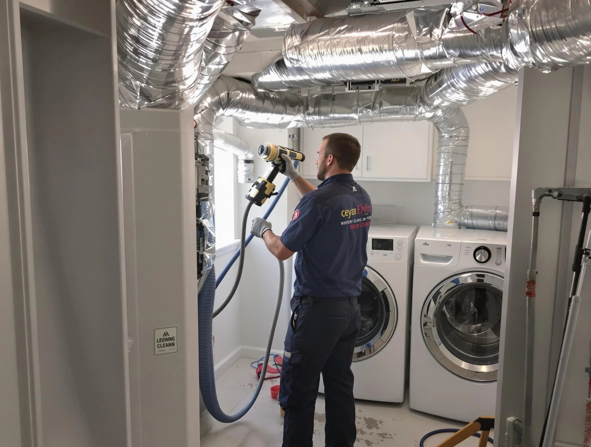 Norcross Dryer Vent Cleaning specialist using advanced equipment for thorough duct cleaning in Norcross