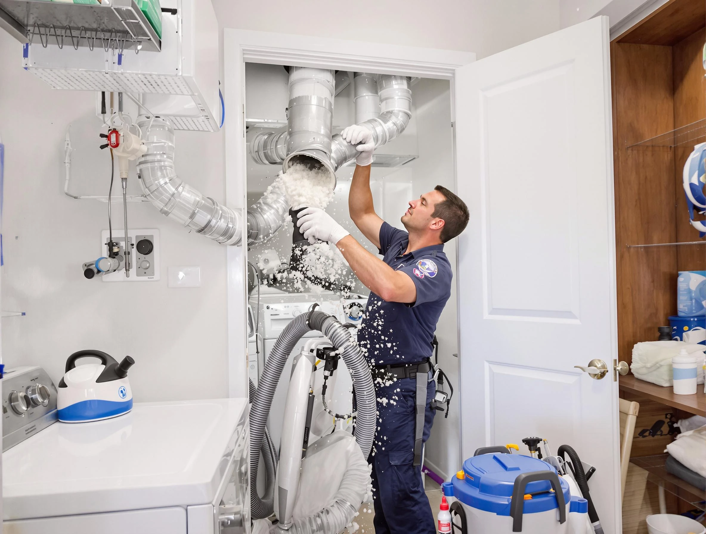 Norcross Dryer Vent Cleaning technician delivering thorough residential dryer vent cleaning service in Norcross